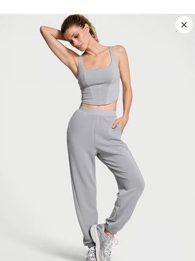 Victoria's Secret Light Gray Ribbed Waist Jogger Pants